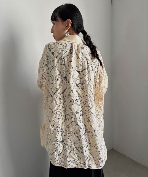 Ameri（アメリ）の「FAKE LEATHER EMBROIDERY SHIRT（シャツ/ブラウス