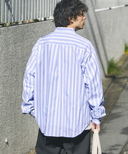 ボールドストライプ リラックスルーズレギュラーカラーブロードシャツ