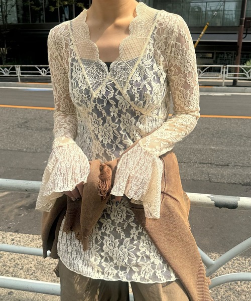 COMBINATION LACE TOP（Tシャツ/カットソー）｜Ameri（アメリ）の