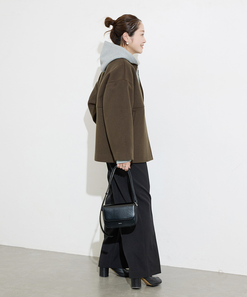 スーパー140ビーバーノーカラーショートコート（ノーカラーコート