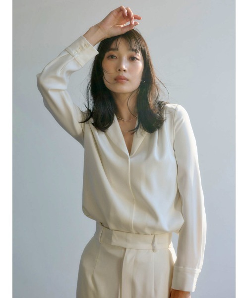 ダブルサテンショールカラーブラウス（シャツ/ブラウス）｜anuans（ア