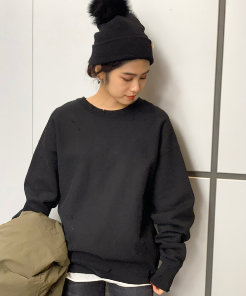 セール】ダメージドスウェットプルオーバー（スウェット）｜AP STUDIO