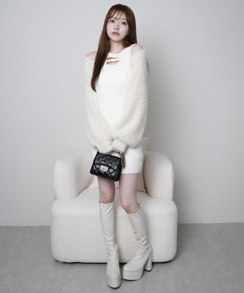 セール】デコルテオープンドッキングニットワンピース（ワンピース