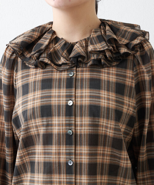 フリルチェックブラウス（シャツ/ブラウス）｜Whim Gazette（ウィム