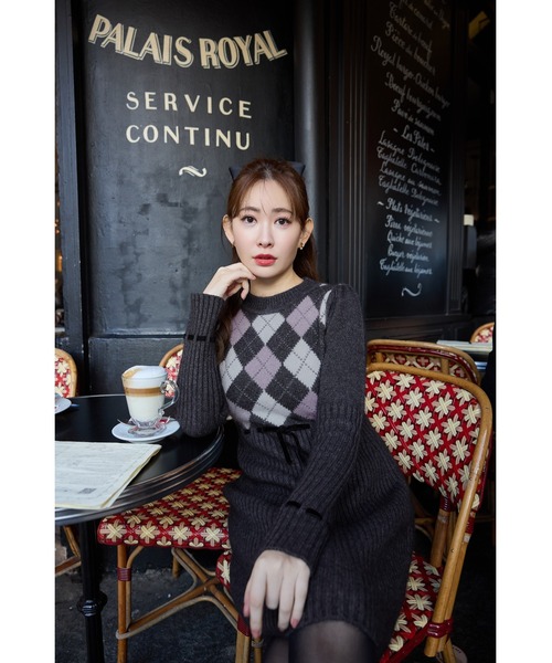 Her lip to（ハーリップトゥー）の「Moor Argyle Ribbon Knit Dress