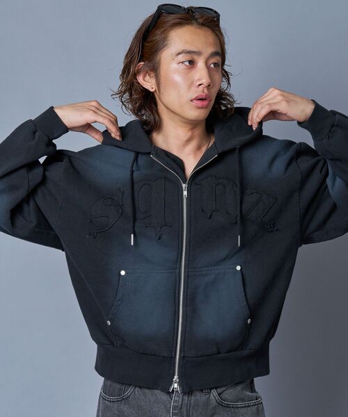 新色追加【sqnz（エスキュンズ）】sqnz washed wappen zip p/k