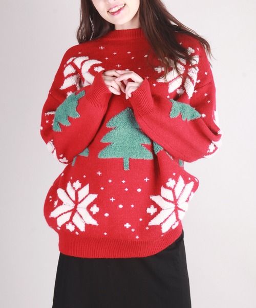 クリスマスニット ツリー ノルディック柄（ニット/セーター）｜UGLY