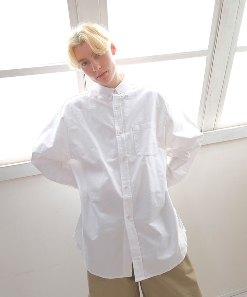 オックスBD L/S オーバーシャツ / 長袖 / 無地 / ボタンダウン