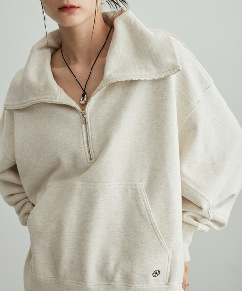 セール】【サステナブル・洗える】ハーフZIPミドルスウェット