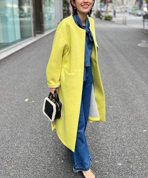 セール】◇【WEB限定】ダンボールノーカラーコート（ノーカラーコート