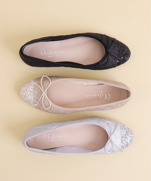 つま先グリッター ラメキルティングバレエシューズ（バレエシューズ