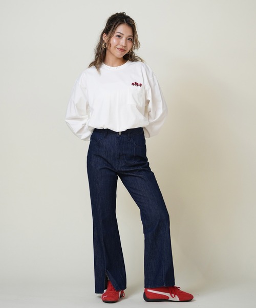 スリットストレートジーンズ（デニムパンツ）｜RIKKA FEMME（リッカ