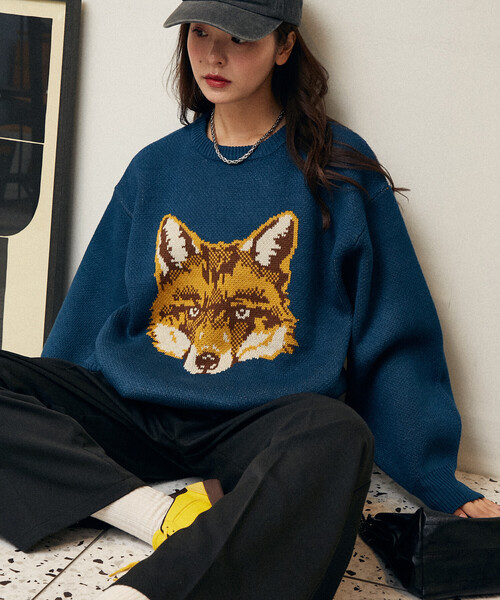 PUBLUX/パブリュクス アニマル ジャガード ビッグ ニット 限定展開