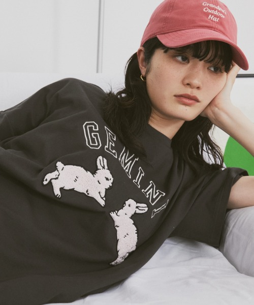 うさぎ相良刺繍Tシャツ（Tシャツ/カットソー）｜MERLOT（メルロー）の