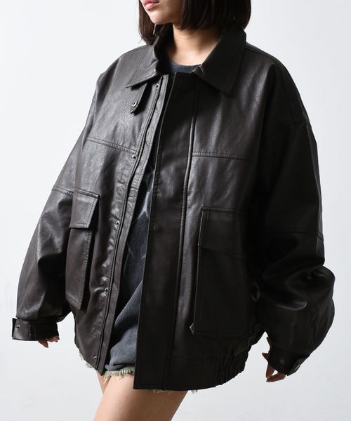 A'GEM/9 × .kom『FREEDEE/フリーディー』PUレザージャケット（ブルゾン