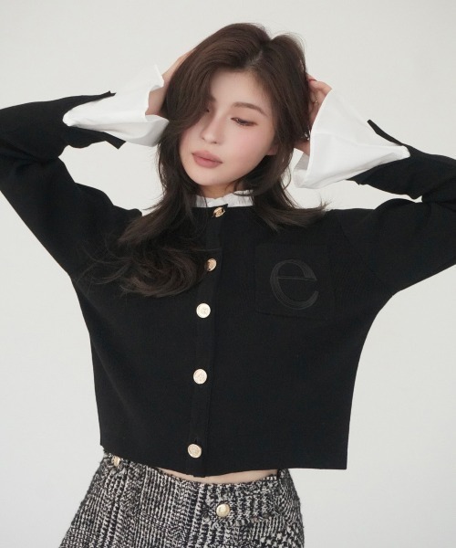 再入荷/14色展開】Attached collar ニットジャケット（ノーカラー