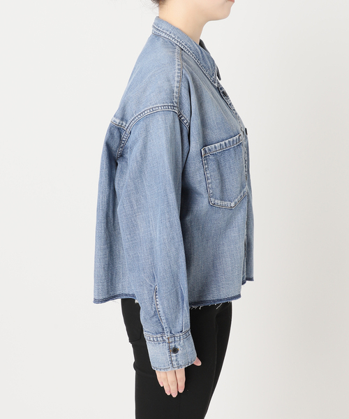 追加2》ライトオンスデニムクロップドシャツ（シャツ/ブラウス