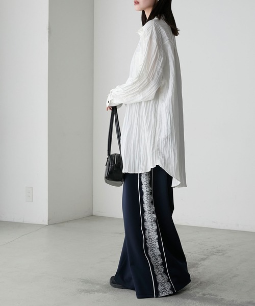 forksy.】ワッシャーサテン ダブルポケットビッグシャツ forksy.│MONO