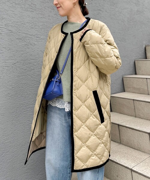 セール】【TAION×LIMONTA】別注ベロアパイピングロングダウン（ダウン