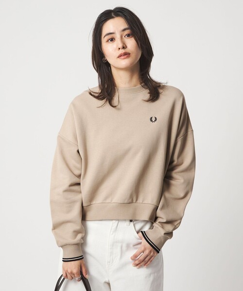 FRED PERRY＞クルーネック ショート スウェット プルオーバー