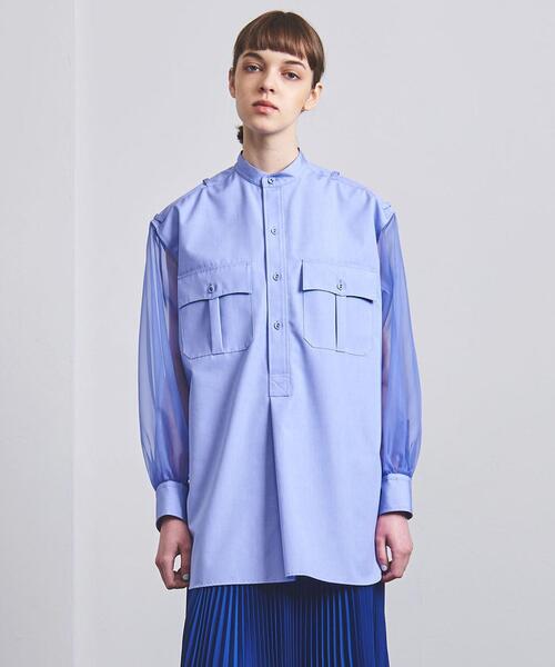 HYKE（ハイク）の「＜HYKE（ハイク）＞グログラン バンドカラーシャツ