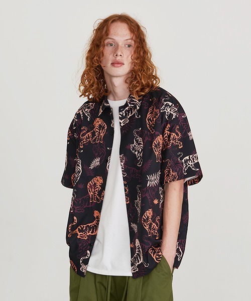 Revo. アニマルパターン オーバーサイズ オープンカラーシャツ/開襟