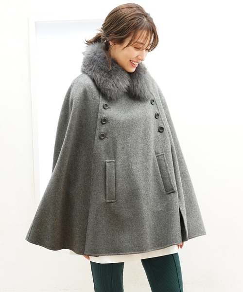 Filomo]カシミヤブレンドウール ダブルフェイスケープ（ポンチョ