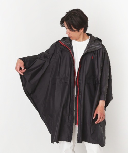 レインポンチョ 撥水 ロング丈 ”POLO ポケッタブル”（レインコート