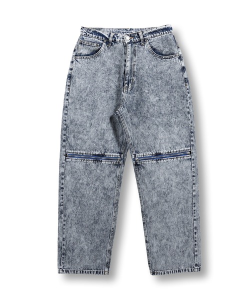 膝ZIP ワイドバギーパンツ / Knee ZIP Wide Baggy Pants（デニムパンツ