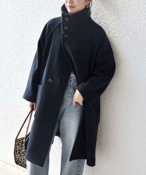 セール】SHIPS any: PURE WOOL スタンド ＆ ビッグカラー コート