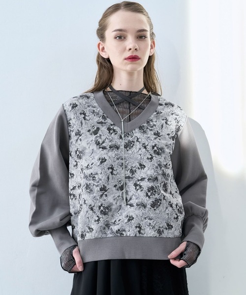 セール】ストリングジャガードキリカエVネックトップス(HARE