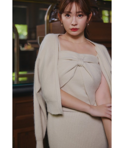 Lydie Ribbon-Tie Knit Ensemble（カーディガン/ボレロ）｜Her lip to