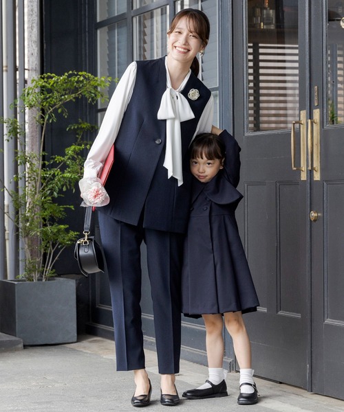 web限定】3点セット/ジレ×テーパードパンツ×ボウタイブラウス