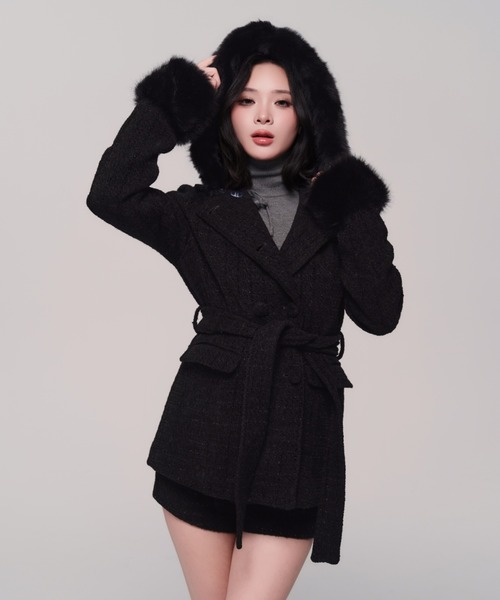 Twinkle Button Tweed Coat（ダウンジャケット/コート）｜andwang