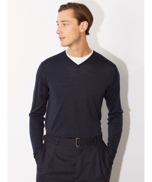 Vネック長袖ニットプルオーバー（ニット/セーター）｜JOHN SMEDLEY