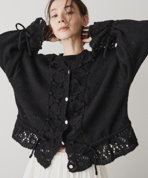 セール】フリルレースニットカーディガン（カーディガン/ボレロ