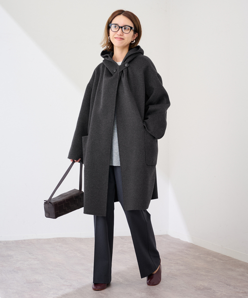 セール】SUPER160'sフーディショートコート（その他アウター