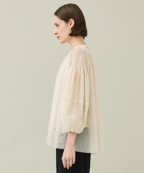CLANE/クラネ】SHEER TULLE BALLOON SLEEVE TOPS/シアーチュール