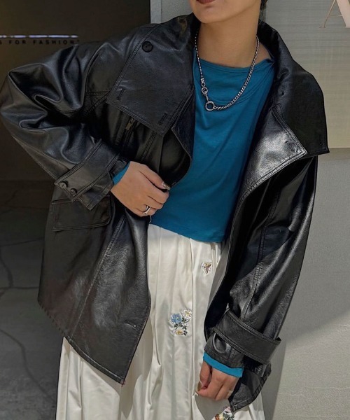 Ameri（アメリ）の「USED LIKE SYNTHETIC LEATHER JACKET（ライダース