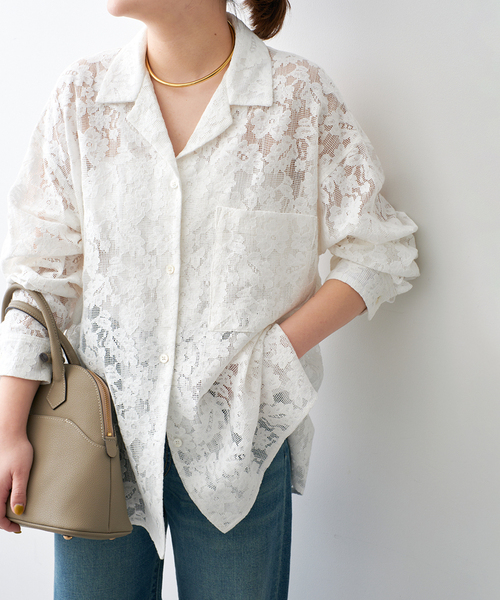 レースオープンカラーシャツ（シャツ/ブラウス）｜Spick & Span