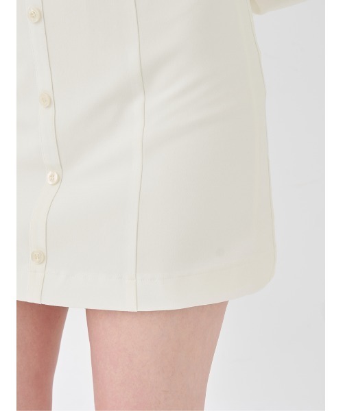 ショルダースカラップフリルシャツミニワンピース（ワンピース