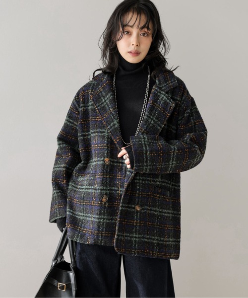 セール】チェック柄テーラードコート（チェスターコート）｜AMELY
