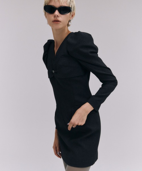 セール】POWER SHOULDER MINIDRESS/パワーショルダーミニドレス