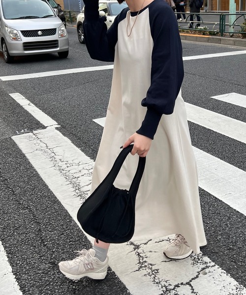 WEB限定】ポイント刺繍ラグランワンピース（ワンピース）｜DISCOAT