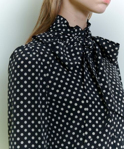 LOULOU WILLOUGHBY】デシンドットフリルボウタイブラウス（シャツ