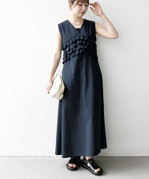 セール】SHIPS any:〈洗濯機可能〉コードレーン ストライプ フリル V