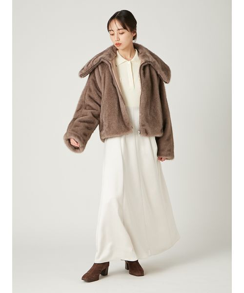 セール】ECOPELビッグカラーショートジャケット（ブルゾン）｜FRAY I.D