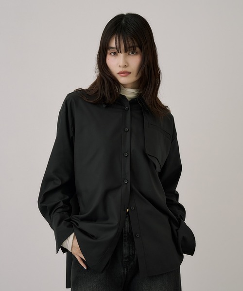 スタンドカラーバックボタンシャツ｜ウォッシャブル（シャツ/ブラウス