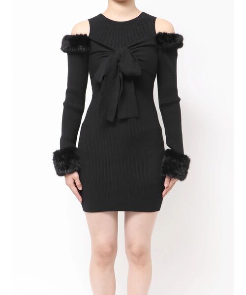 ポイントフェイクファーミニニットワンピース（ワンピース）｜RESEXXY