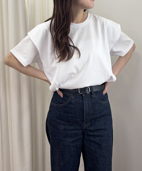 セール】【総合ランキング1位獲得】ラッフルショルダーTシャツ(chiica